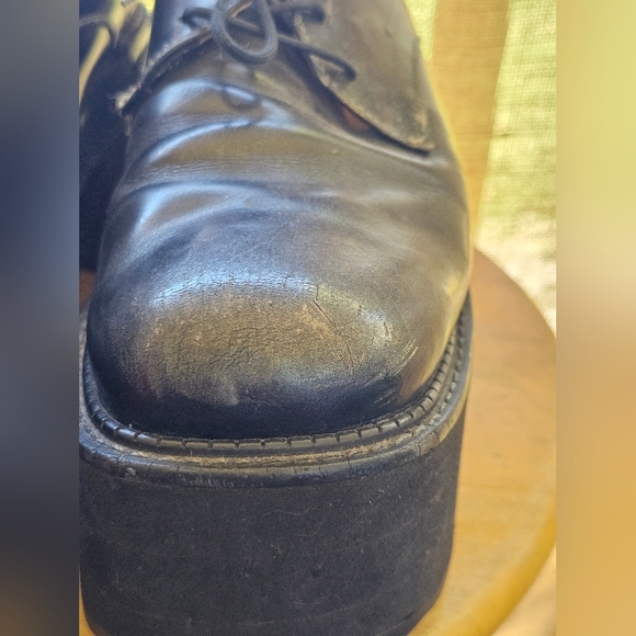 Vintage John Fluevog Women's Platform Shoes Size 9 Black Leather Lace Up Oxford - Picture 8 of 11